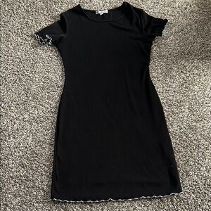 Sincerely Jules Black Dress with White Lettuce Trim